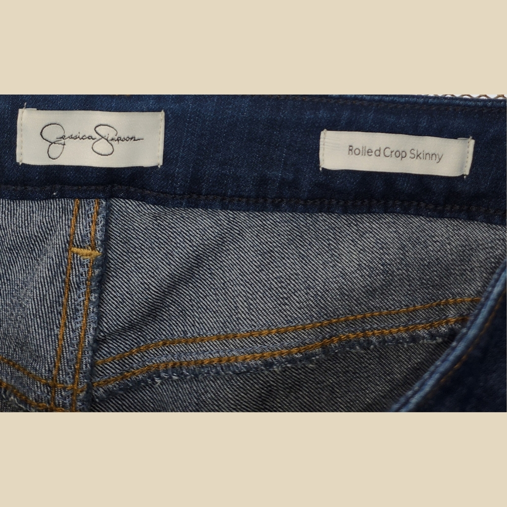 Jessica Simpson Blue Rolled Cropped Skinny Jeans Size 12/31 - Picture 2 of 3